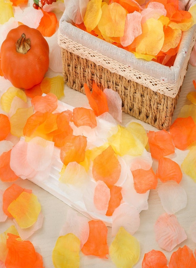 Whaline 4000Pcs Fall Thanksgiving Artificial Floral Petals Orange Pink Yellow Ivory Scatter Fabric Flowers for Autumn Bridal Shower Romantic Night Wedding Aisle Table Centerpieces Decoration - Image 5